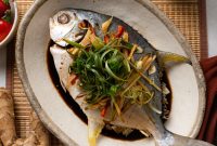 Steamed Filipino-Chinese Pompano with Sizzling Aromatic Sauce