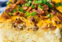 Cheesy Tater Tot Breakfast Casserole with Sausage and Veggies
