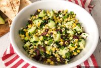 Grilled Corn, Cucumber & Feta Salad with Lemon Herb Dressing