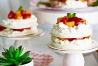 Strawberry & Peach Mini Pavlovas with Whipped Cream