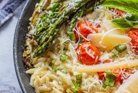 Creamy Orzo with Oven-Roasted Asparagus and Parmesan