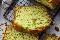 Moist Pistachio Zucchini Bread with Crunchy Pistachio Topping