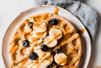 Crispy Peanut Butter Waffles with Maple Syrup