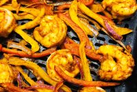 Crispy Air Fryer Shrimp Fajitas with Peppers and Onions