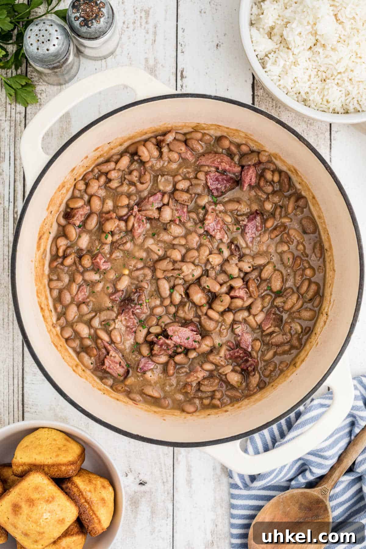 A pinto beans recipe in a Dutch oven.