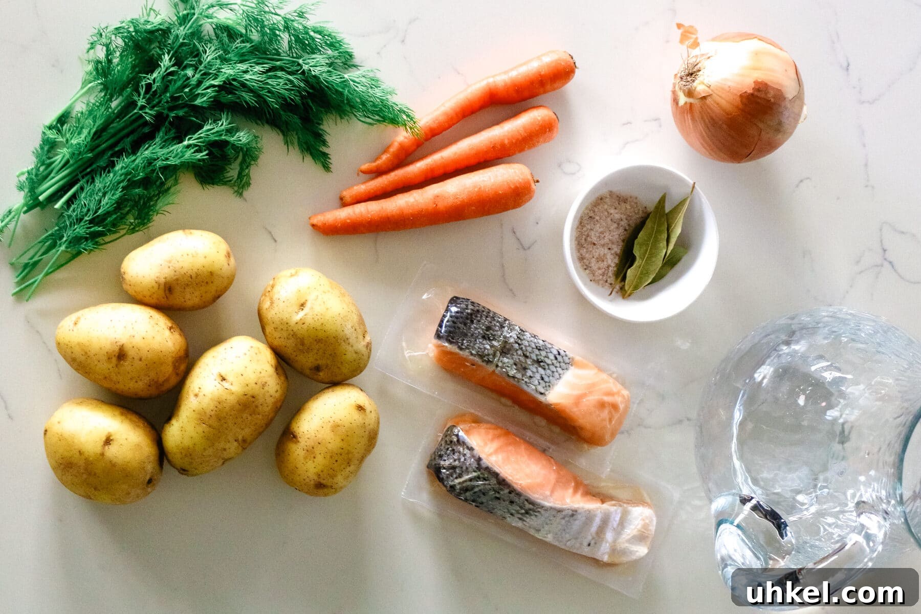 Authentic Ukha Fish Soup Recipe: Clear Russian Fisherman’s Broth 4 top shot of ingredients to make fish soup