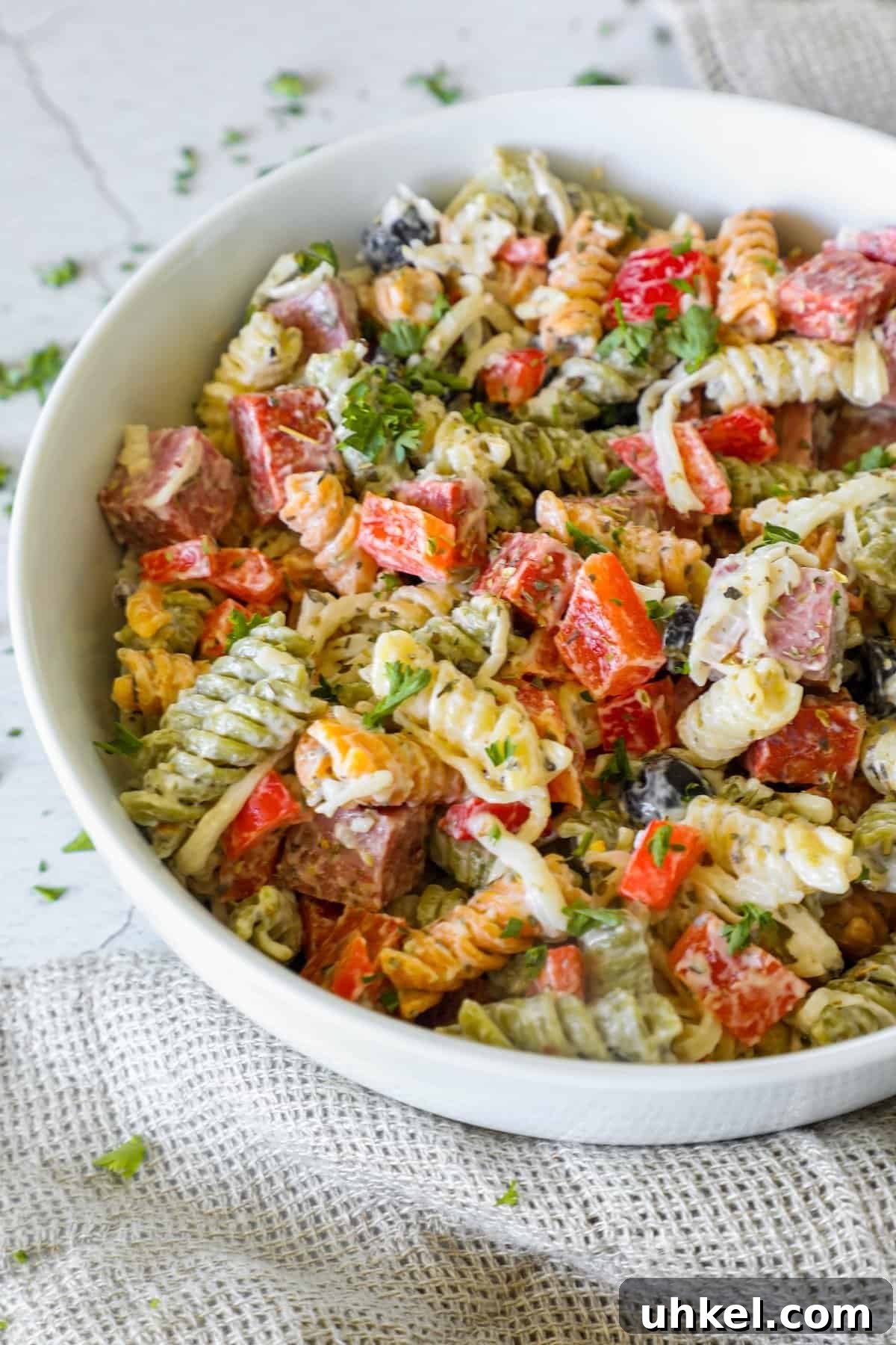 Creamy Italian Pasta Salad Recipe with Zesty Dressing and Veggies 8 img 113557 11