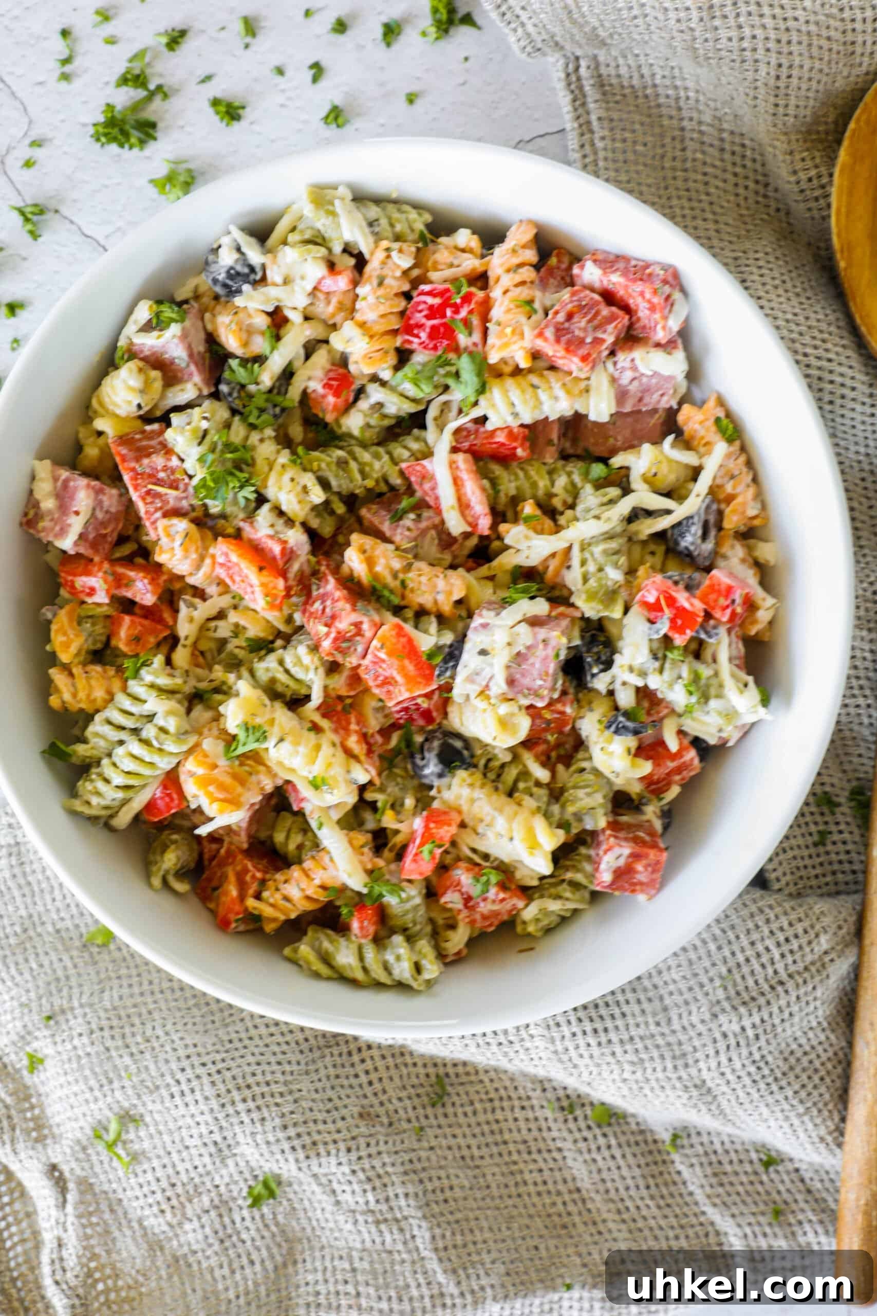 Creamy Italian Pasta Salad Recipe with Zesty Dressing and Veggies 3 img 113557 2