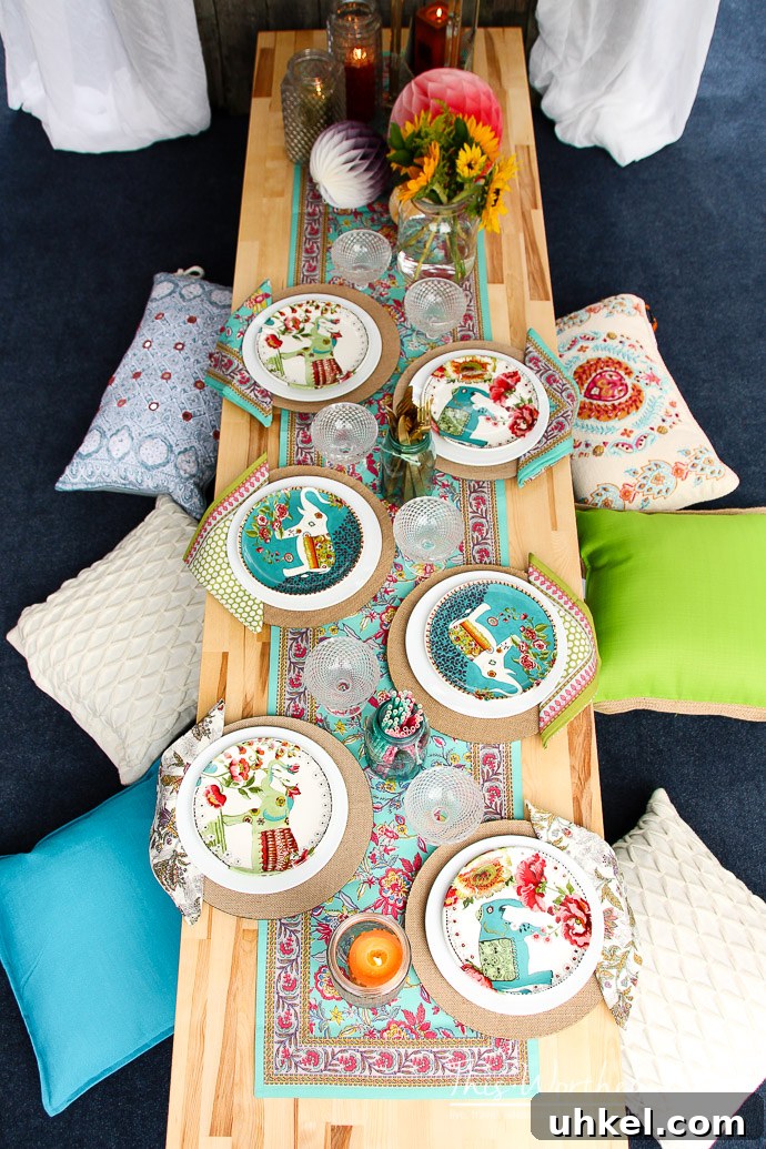 Boho Outdoor Picnic Party Ideas for a Coachella-Inspired Bash 16 Plan your summer party outside the box with this fun, elegant outside picnic party idea! I'm giving you some tips on pulling off a summer outdoor tablescape idea and creating a feng shui vibe your guests will love!