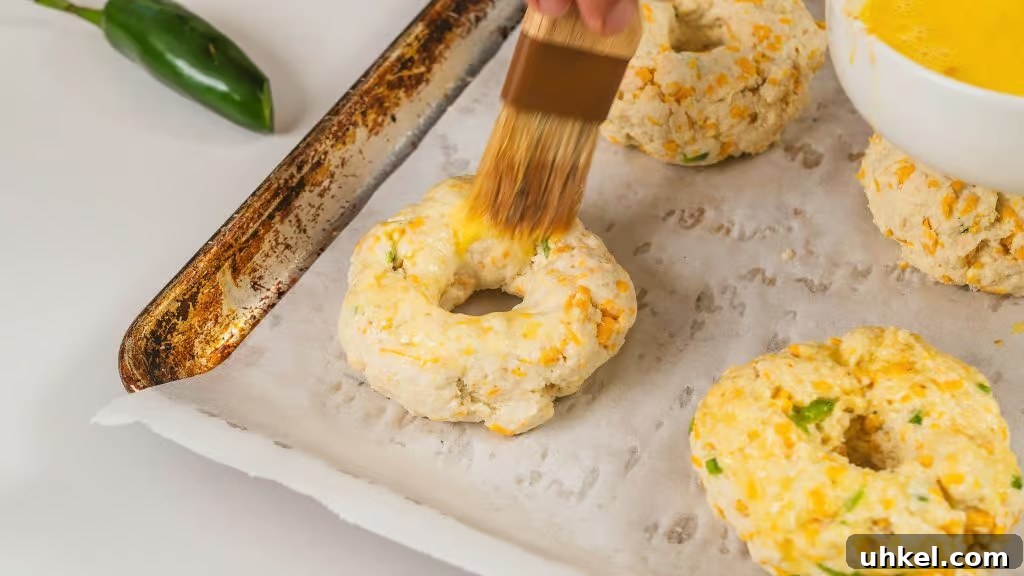 Homemade Jalapeno Cheddar Protein Bagel Recipe 6 pastry brush with egg wash brushing