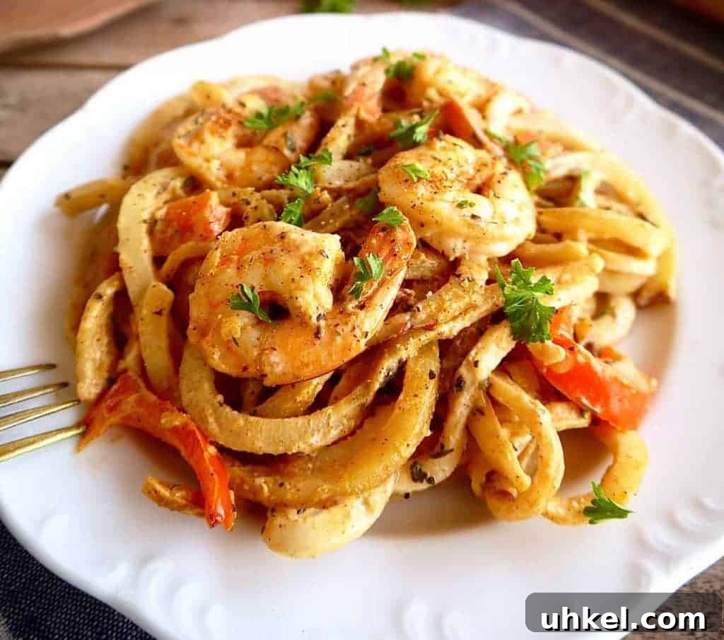 Cajun Shrimp and Spiralized Potato Casserole { Paleo, Whole30} | Perchance to Cook, www.perchancetocook.com