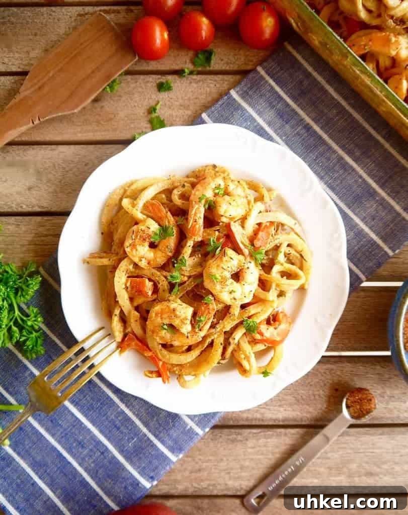 Cajun Shrimp and Spiralized Potato Casserole { Paleo, Whole30} | Perchance to Cook, www.perchancetocook.com