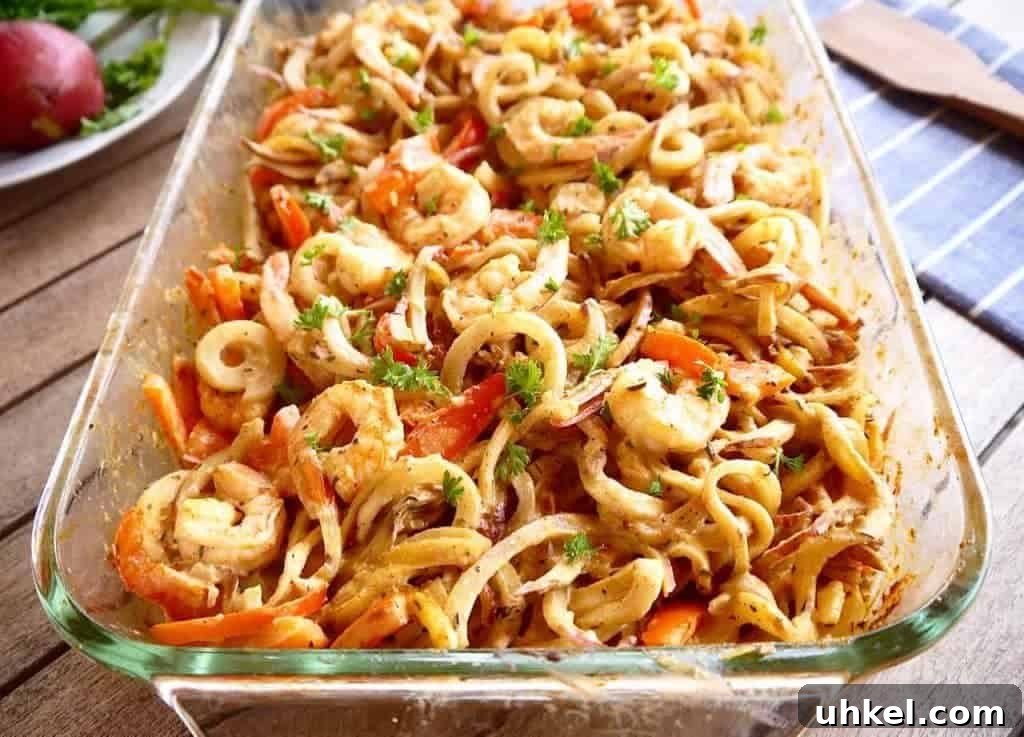 Cajun Shrimp and Spiralized Potato Casserole { Paleo, Whole30} | Perchance to Cook, www.perchancetocook.com