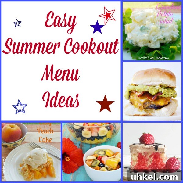 easy summer cookout menu ideas Collage of summer recipes for potlucks and cookouts