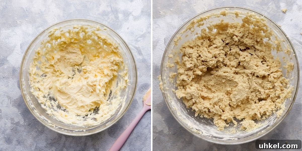 Easter Sugar Cookie Recipe with Simple Decorating Ideas 4 top view photos showing the process of making cookie dough
