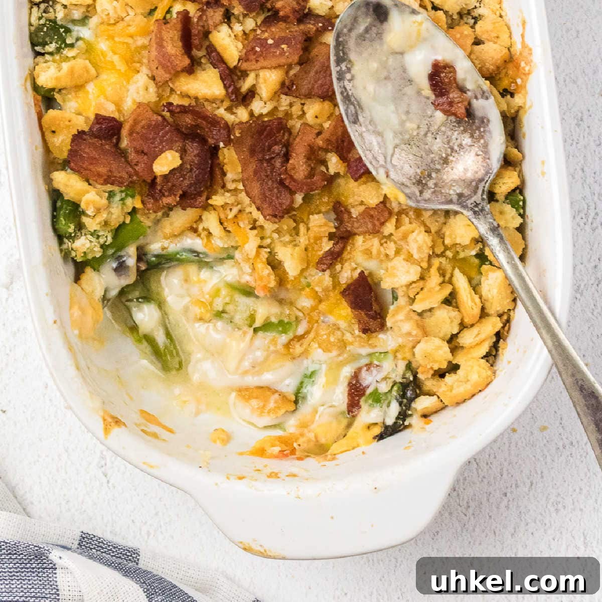 15 Perfect Side Dishes to Serve with Ham This Holiday 12 Overhead closeup of the asparagus and cheese casserole.