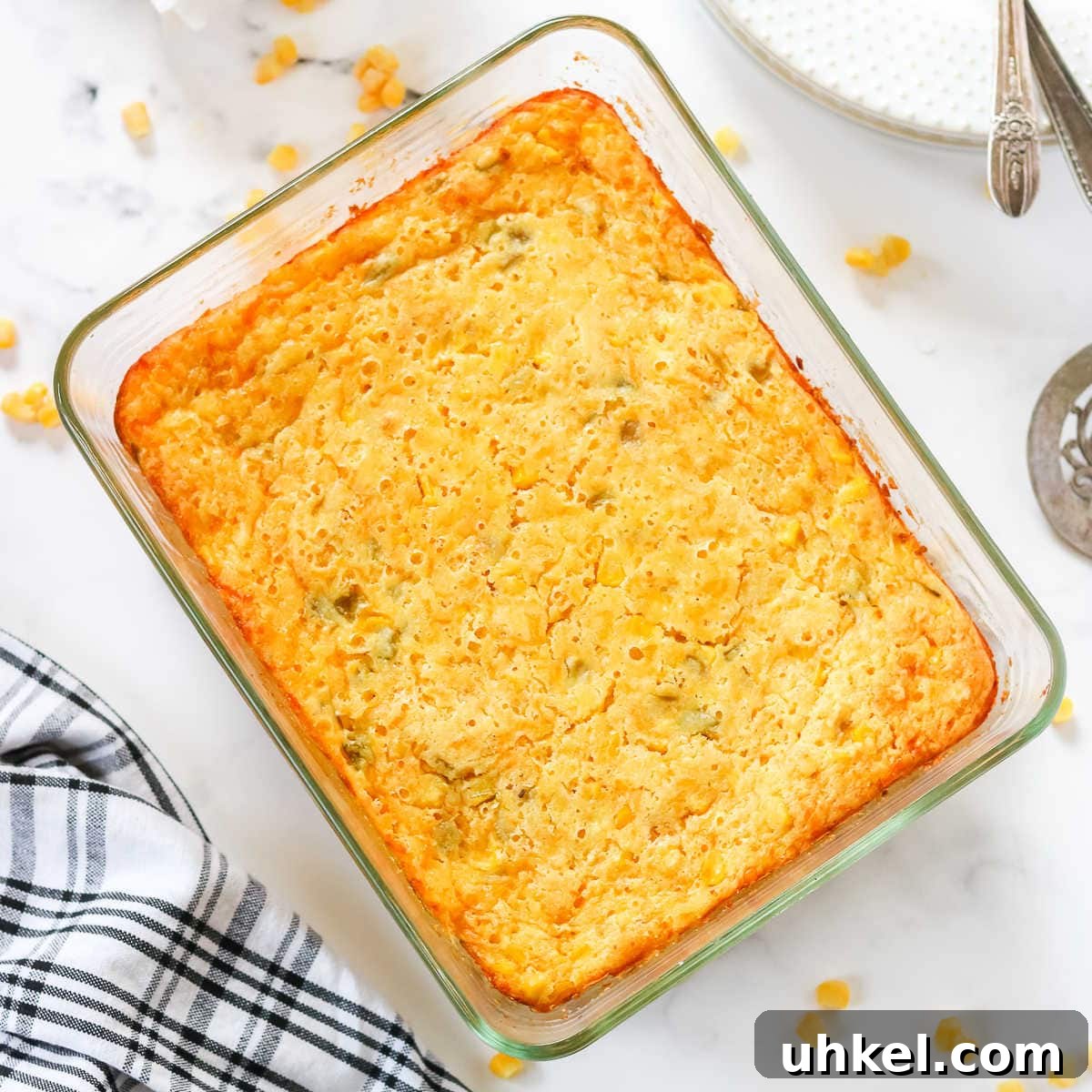 15 Perfect Side Dishes to Serve with Ham This Holiday 14 Cornbread casserole seen from the top.