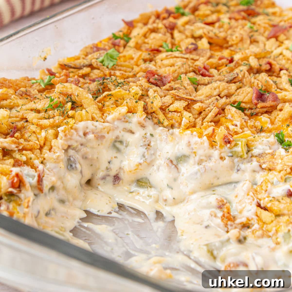 15 Perfect Side Dishes to Serve with Ham This Holiday 4 Closeup of the casserole showing the creamy sauce.
