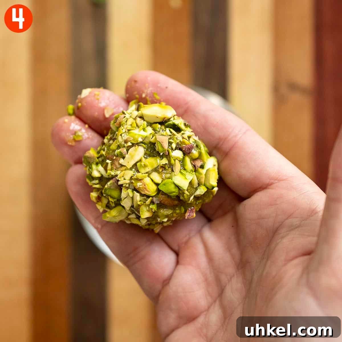 Authentic Italian Pistachio Cookies Recipe for Crispy, Nutty Treats 7 Rolled pistachio dough rolled in chopped pistachio.