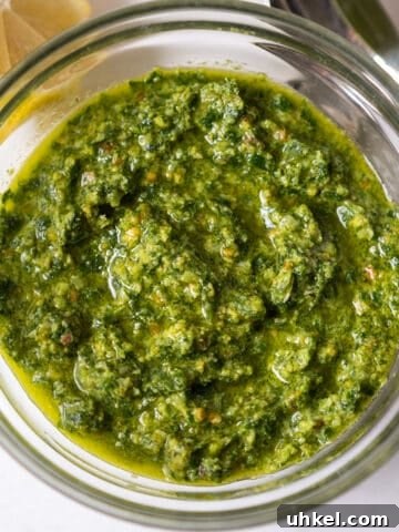 Pistachio pesto in a bowl