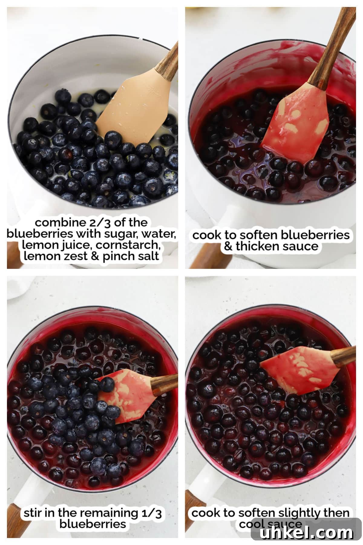 Gluten-Free Blueberry Cheesecake Recipe with Creamy Filling 6 making fresh blueberry sauce, step by step