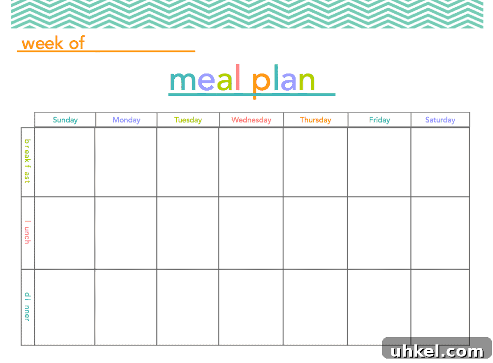 Printable Weekly Meal Planner: Free Downloadable Meal Plan Template 2 FREE Meal Plan Printable