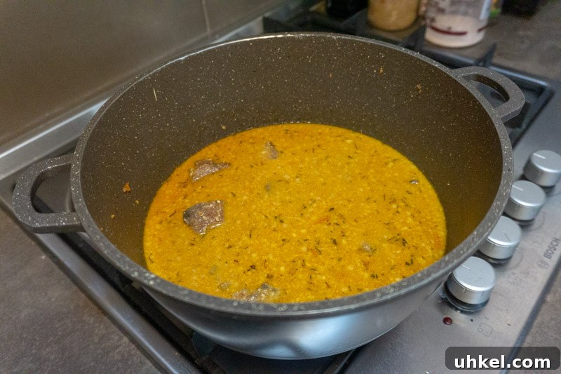 Megrelian Kharcho: Authentic Georgian Beef Stew with Walnuts 5 Kharcho simmering away