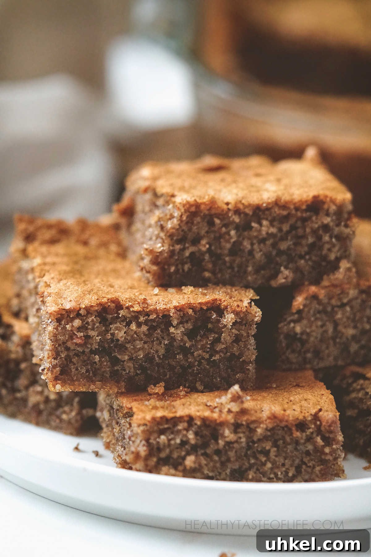 Greek-Inspired Walnut Cake with Gluten-Free Option 2 Soft moist walnut cake - walnut sponge cake baked in a sheet pan.