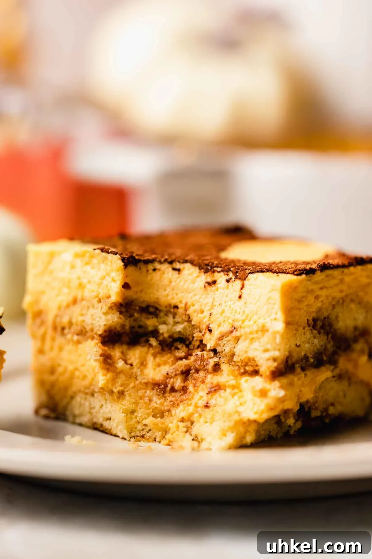Pumpkin Tiramisu Recipe: Creamy Autumn Dessert with Mascarpone 3 closeup of pumpkin tiramisu