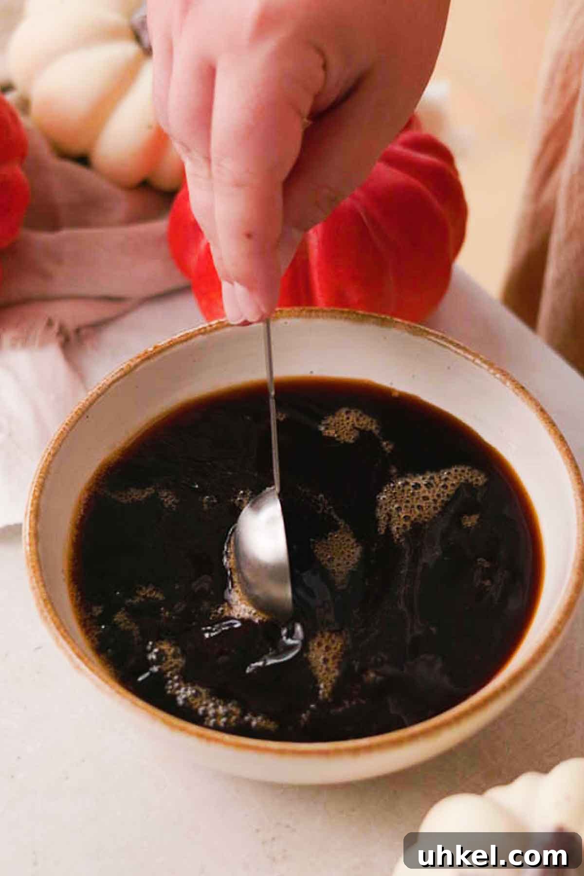 Pumpkin Tiramisu Recipe: Creamy Autumn Dessert with Mascarpone 9 mixing coffee mixture