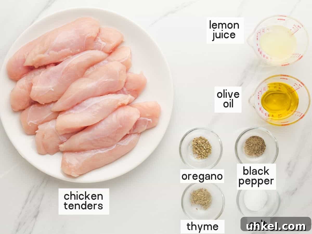 Crispy Grilled Chicken Tenders with Tangy BBQ Glaze 3 The ingredients for chicken tenders