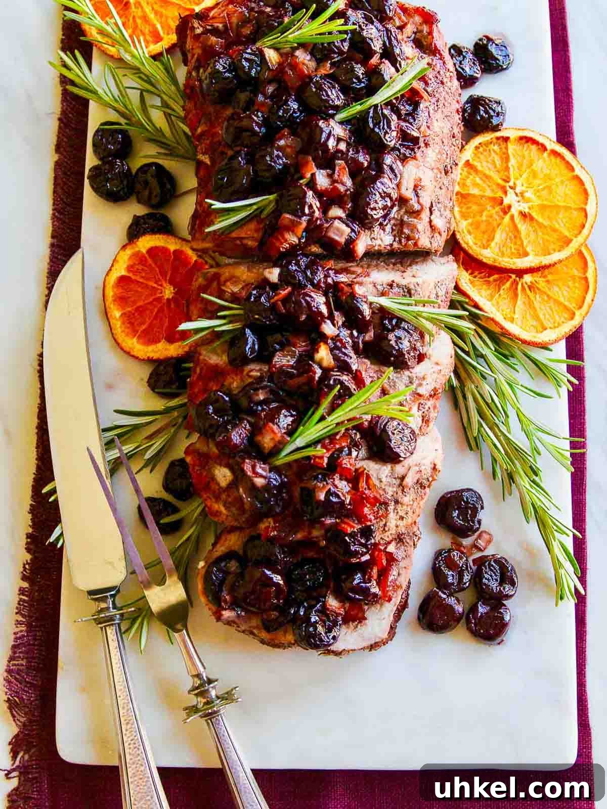 Sliced cherry balsamic pork roast