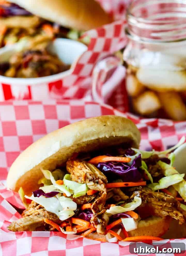 Slow cooker pulled pork sandwich