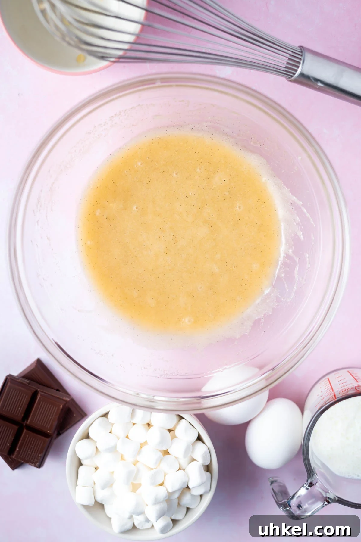 cake batter after baking powder has been added