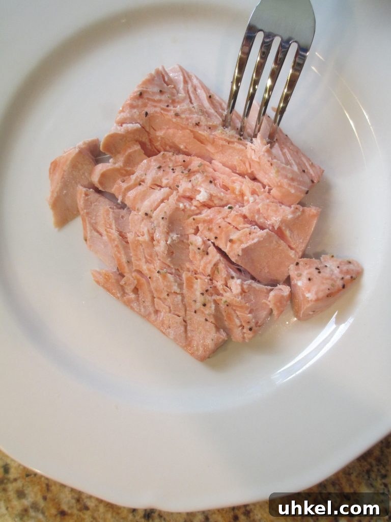 Chilled Poached Salmon Salad with Creamy Dill Dressing 4 flaking poached salmon