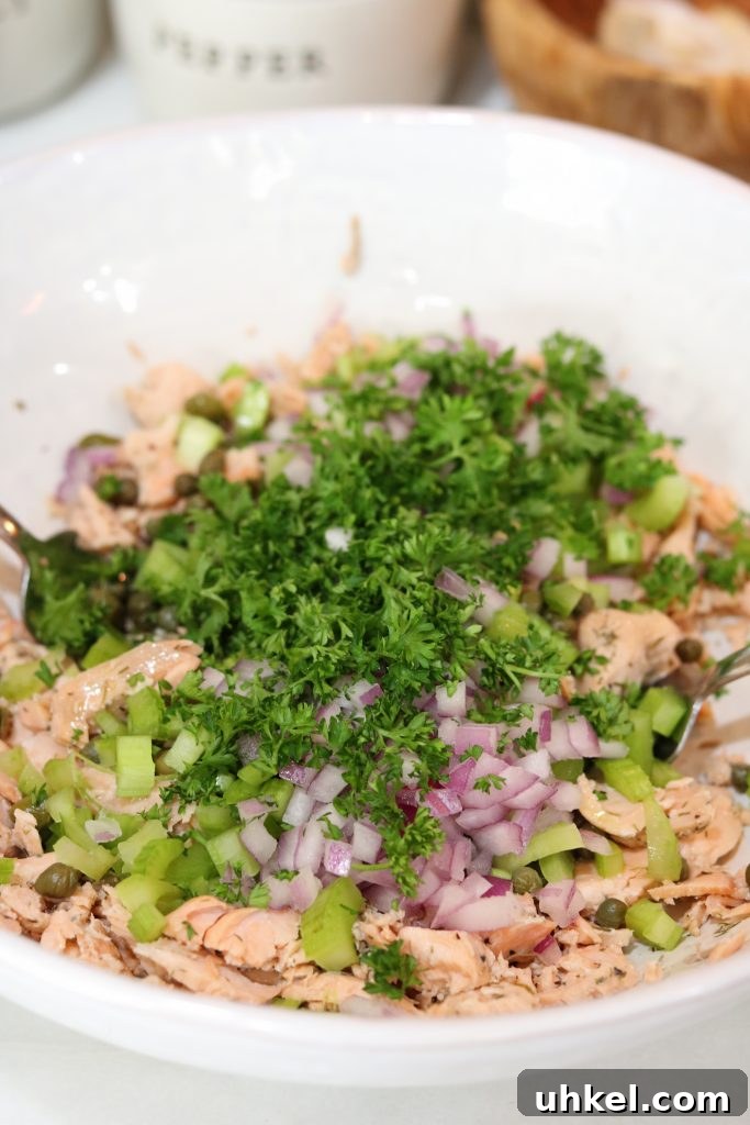 Chilled Poached Salmon Salad with Creamy Dill Dressing 6 Easy Poached Chilled Salmon Salad before toss