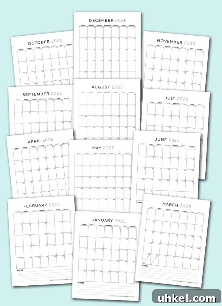 2025 Monthly Calendar PDF with Lined Notes — Free Printable 3 img 15506 2