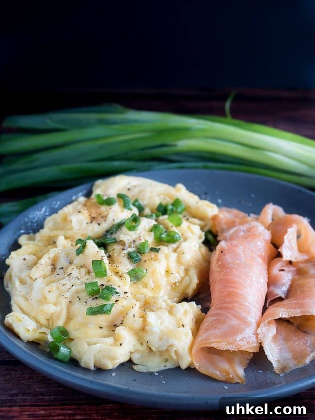 Creamy Keto Scrambled Eggs with Cheese and Herbs 2 Keto Scrambled Eggs