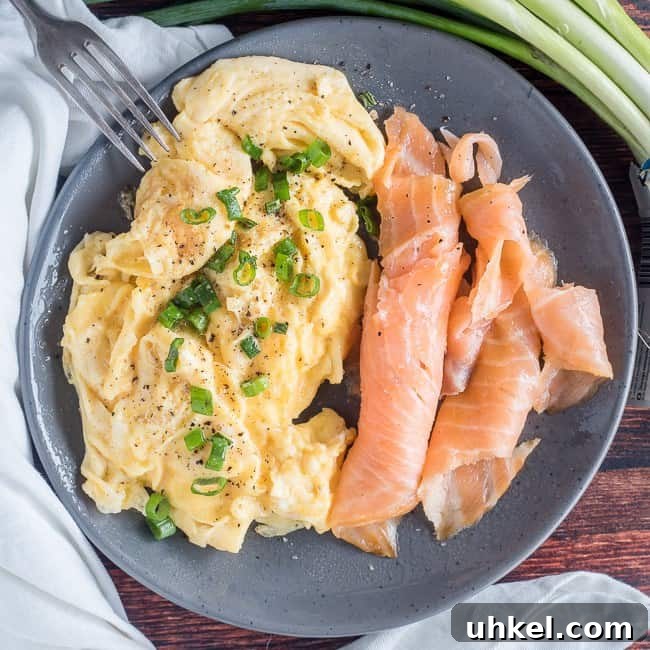 Creamy Keto Scrambled Eggs with Cheese and Herbs 3 keto scrambled eggs