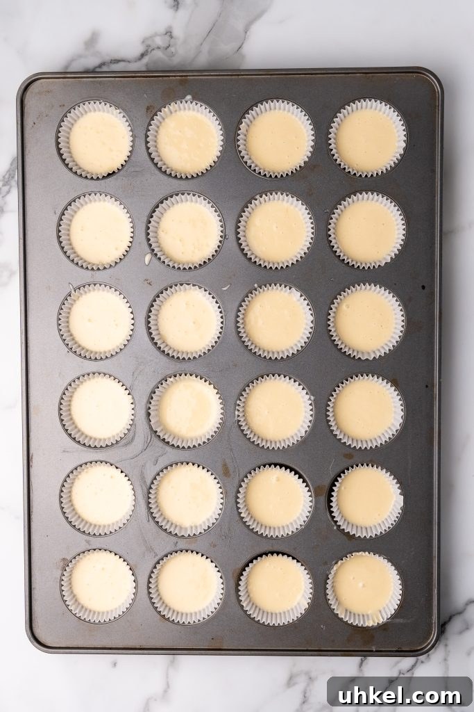 Champagne-Infused Cupcakes: Sparkling Celebration Recipe 5 champagne cupcake batter in paper liners in a large muffin tin
