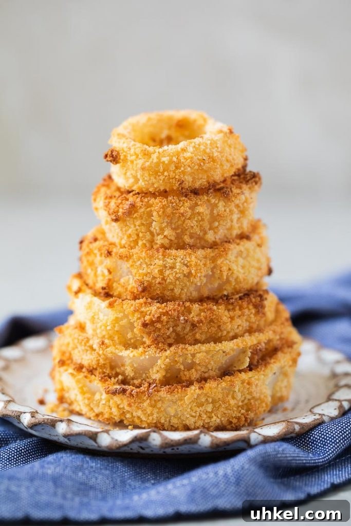 stacked onion ring appetizer