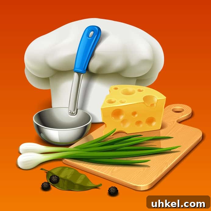 Cheesy Zucchini and Summer Squash Casserole Recipe 4 graphic of countertop with chef hat