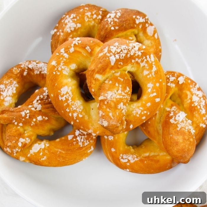 pretzels on a white plate 