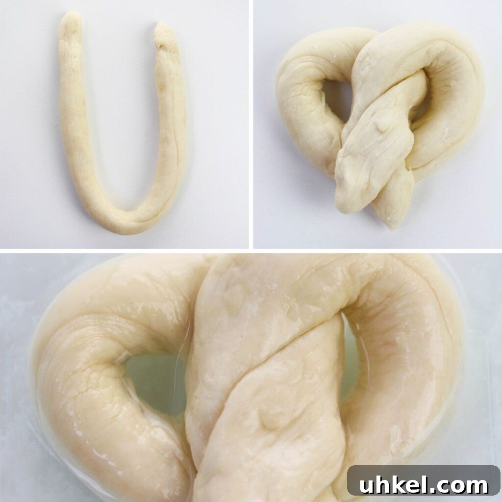 collage on how to form soft pretzels 