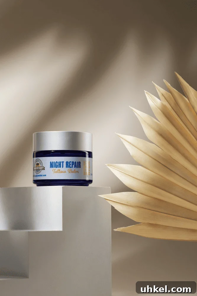 Beef Tallow for Skin: 10 Top Products to Try 6 beef tallow for skincare Buffalo Gal Grassfed Beauty Night Repair Balm