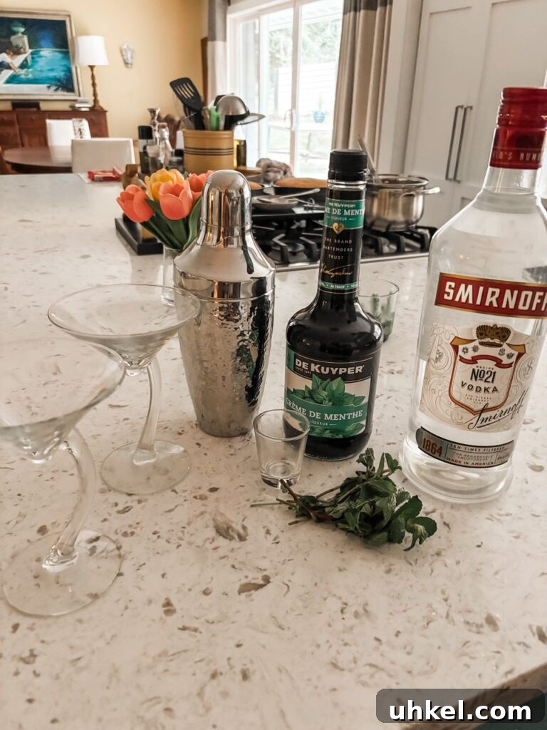 60s Vodka Stinger Cocktail & Mocktail Recipe — Book Club Pick 3 The ingredients for the Vodka Stingers