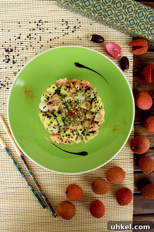 Salmon and Avocado Salad with Lychee Sesame Dressing 4 Salmon Avocado Salad with Lychee and Sesame Dressing
