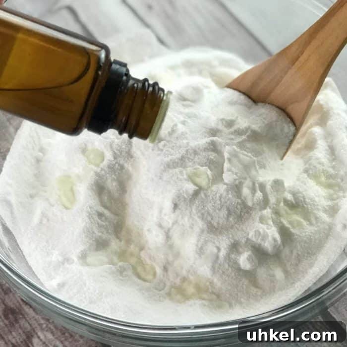 Essential oils added to mixture