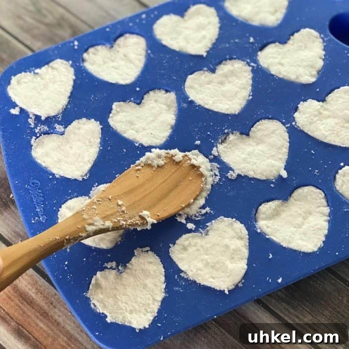Pressing mixture into silicone molds