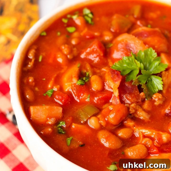 Maple Bacon and Ham Baked Bean Chili